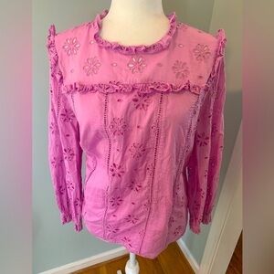 J. Crew pink lace Spring tunic, size M